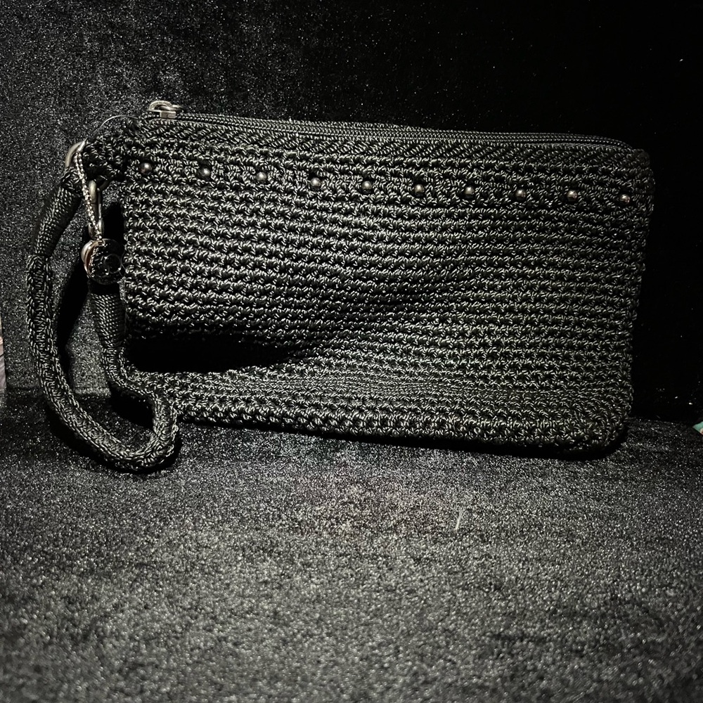 The Sak Black Crochet Wristlet